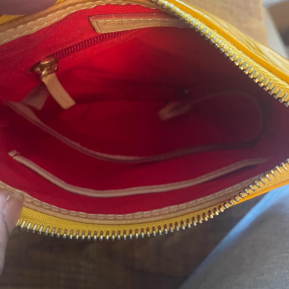 Dooney & Bourke Glossy Yellow and Tan Shoulder Bag - Picture 3 of 8